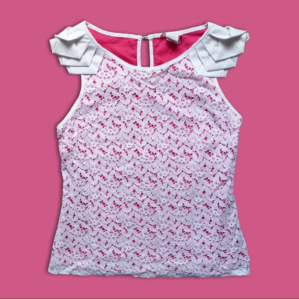 Pretty Good Floral Lace Ruffle Tank Top
